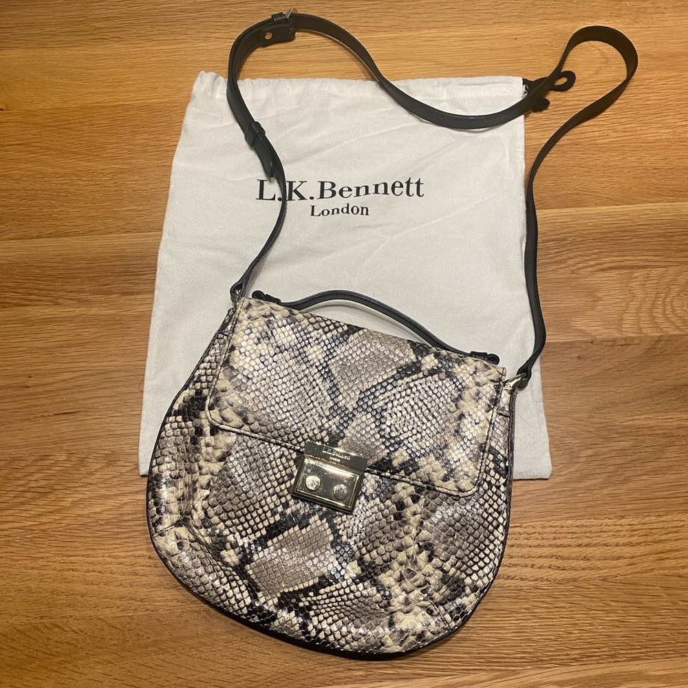 LK Bennett Snake-Print Crossbody Bag in Neutral Python